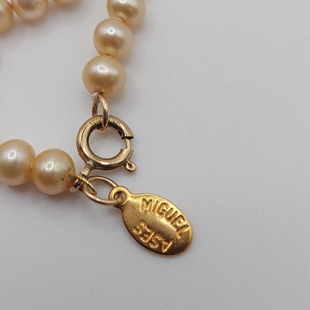 Miguel Ases Long Vintage 34" Cultured Pearl Necklace Excellent Condition 14K GF - Picture 6 of 9